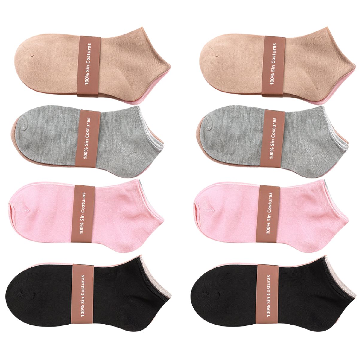 GENERICO - 12 Pares Calcetín Corta Diabético Mujer Sin Costura Algodón