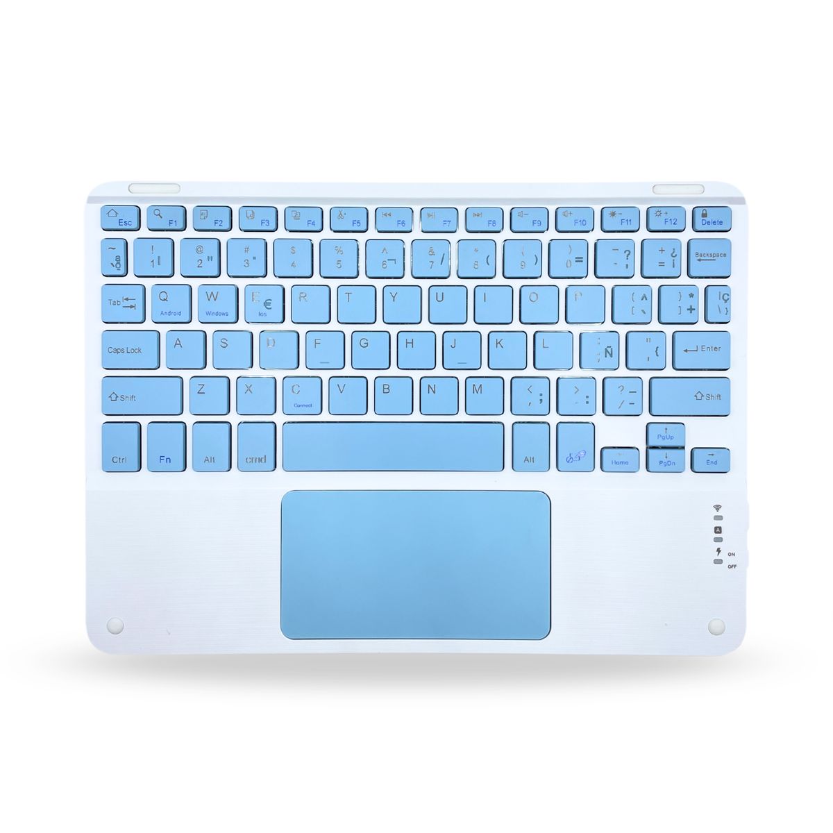 GENERICO - Teclado TouchPad 12 " Bluetooth Para Tablet iPad letra Ñ - Celeste
