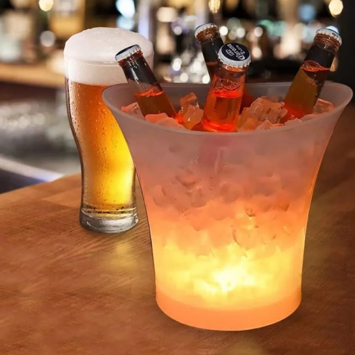 GENERICO - Cubeta Hielera Con Luz Led y Parlante