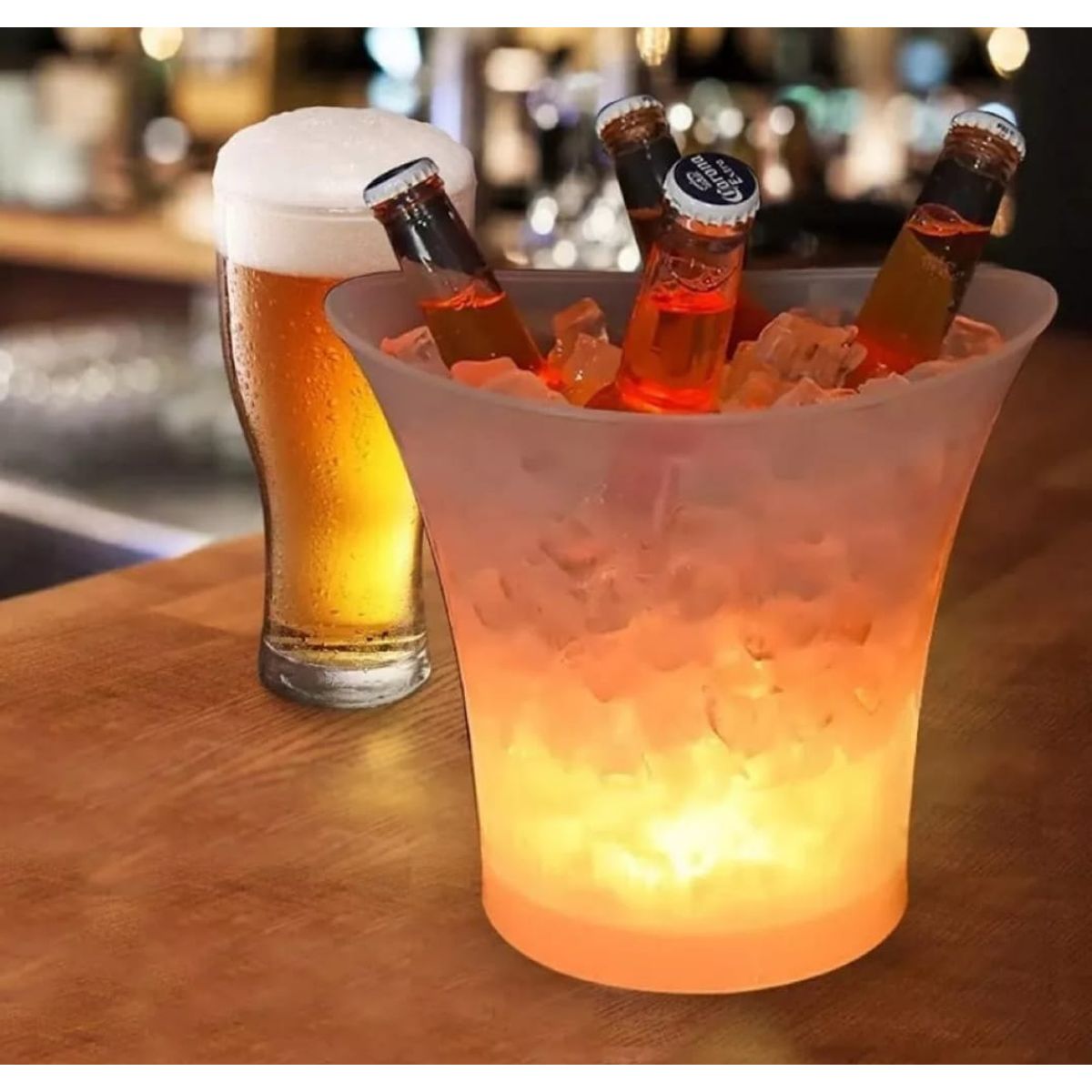 GENERICO - Cubeta Hielera Con Luz Led y Parlante