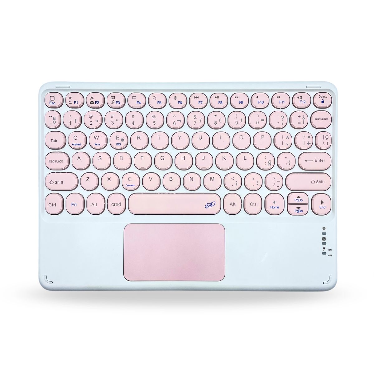 GENERICO - Teclado 2.0 TouchPad 10 " Bluetooth Para Tablet iPad letra Ñ - Rosado