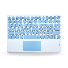 GENERICO - Teclado 2.0 TouchPad 10 " Bluetooth Para Tablet iPad letra Ñ - Celeste