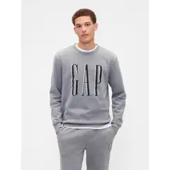 GAP - Poleron Logo Crew Sin Gorro Sin Cierre Hombre Gris