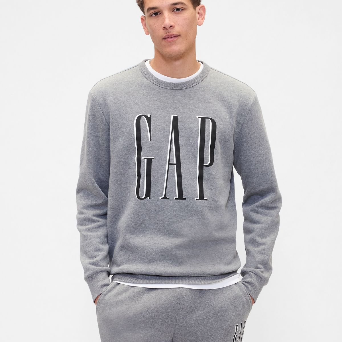 GAP - Poleron Gap Logo Sin Cierre Hombre Gris
