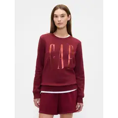 GAP - Poleron Logo Crew Sin Gorro Sin Cierre Mujer Rojo