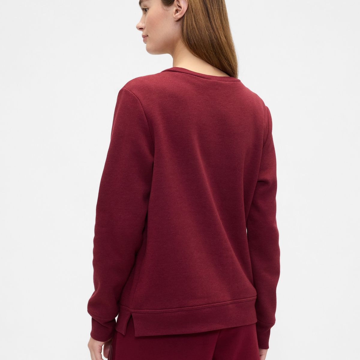 GAP - Poleron Gap Logo Crew Sin Gorro Sin Cierre Mujer Rojo