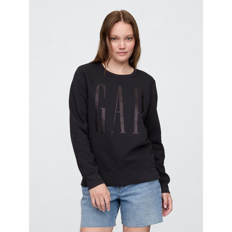 GAP - Poleron Gap Logo Crew Sin Gorro Sin Cierre Mujer Negro