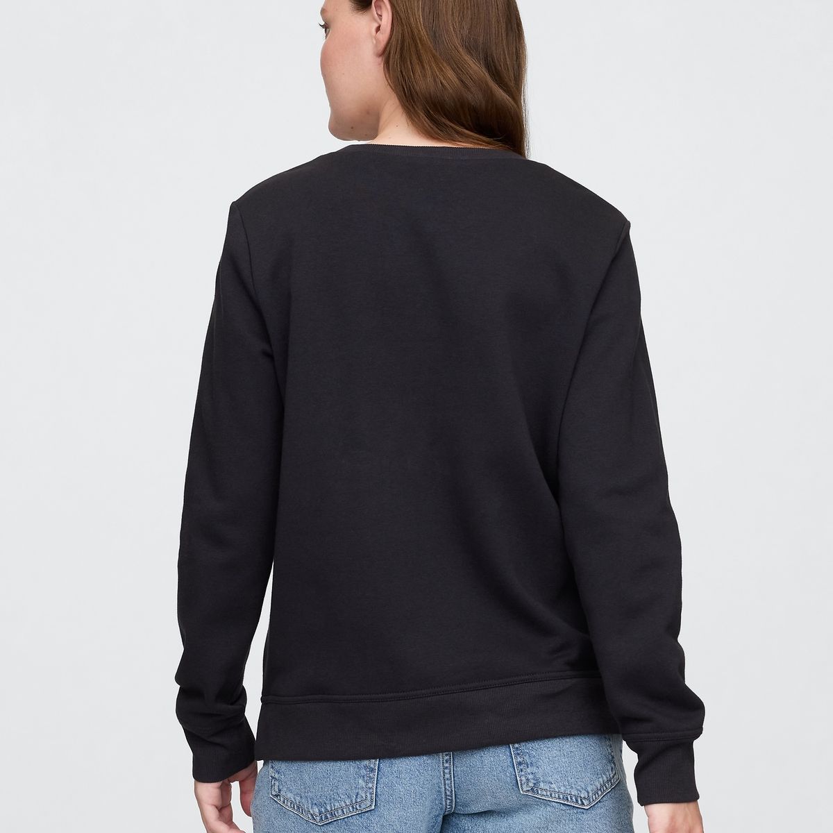 GAP - Poleron Gap Logo Crew Sin Gorro Sin Cierre Mujer Negro