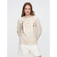 GAP - Poleron Logo Crew Sin Gorro Sin Cierre Mujer Beige