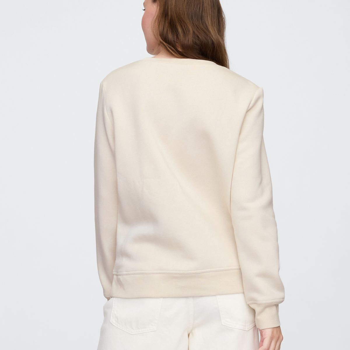 GAP - Poleron Gap Logo Crew Sin Gorro Sin Cierre Mujer Beige