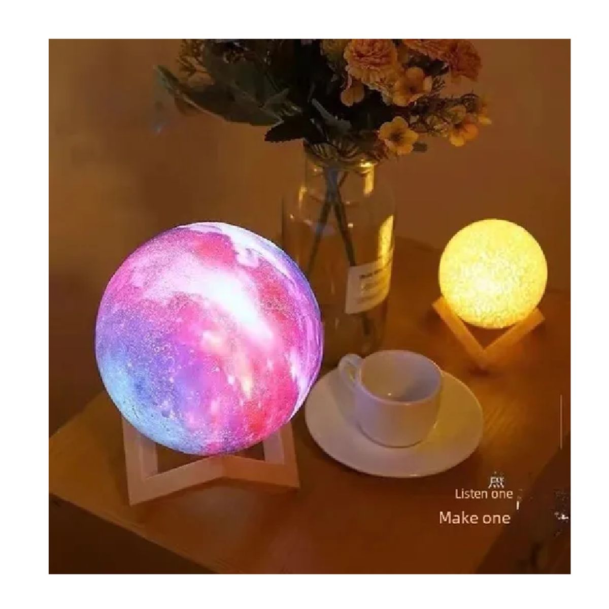 GENERICO - Lampara En Forma De Luna 3D Touch Luz Led Con 8 Colores