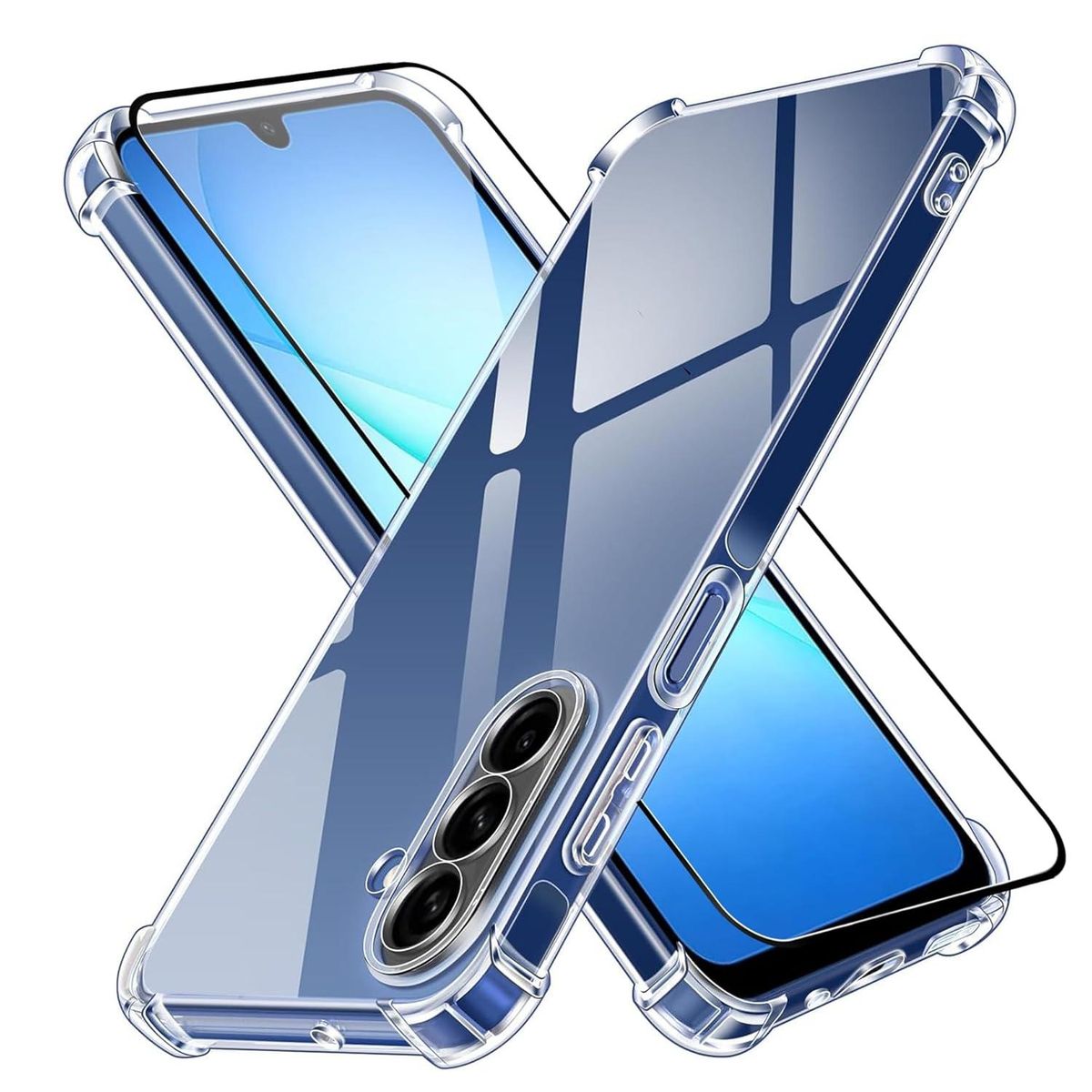GENERICO - Carcasa Antishock  transparente para Samsung A17 + Lamina Completa - Agua