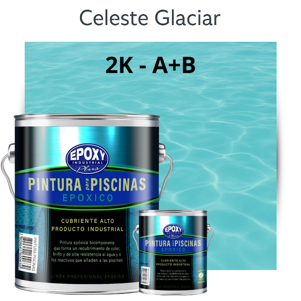 EPOXY - Pintura Epóxica 2K para Piscinas-2K A+B- GALON-CELESTE GLACIAR