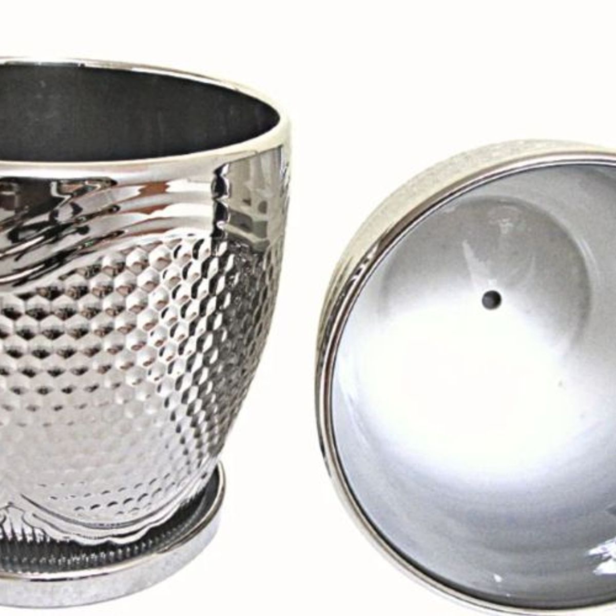 GENERICO - Set 3 Maceteros Ceramica Plateado Elegante