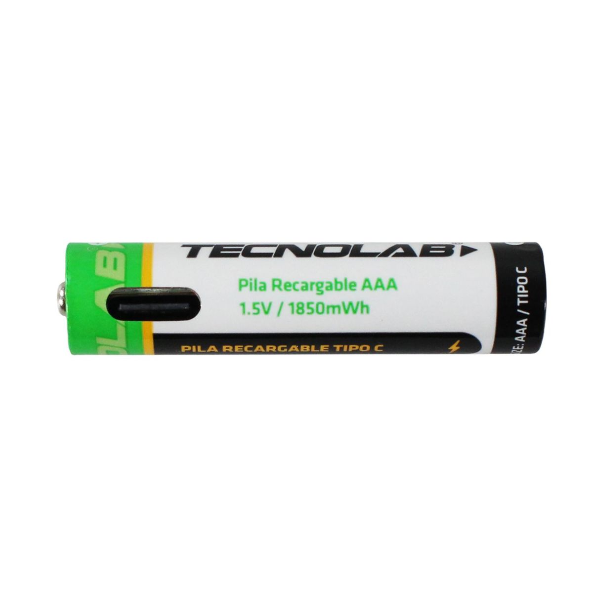 TECNOLAB - Pack 2 Pilas Recargables AAA Tipo C Potencia Inteligente - SC