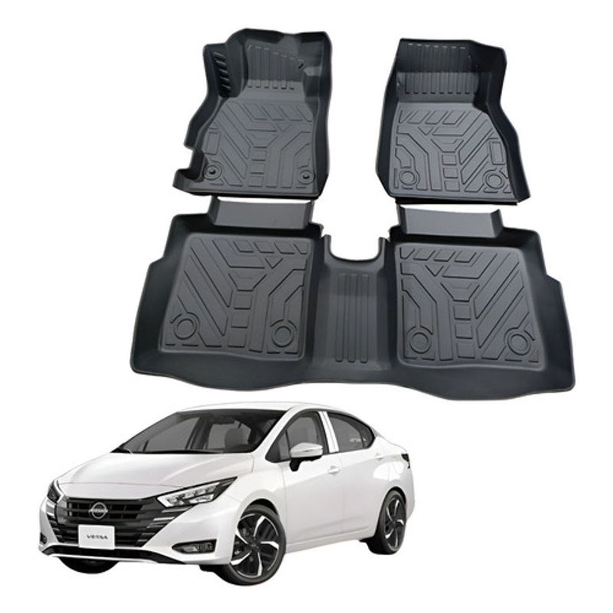 OEM - Kit Pisos Rígidos Calce Perfecto Nissan Versa 2021 - 2025+ Negro