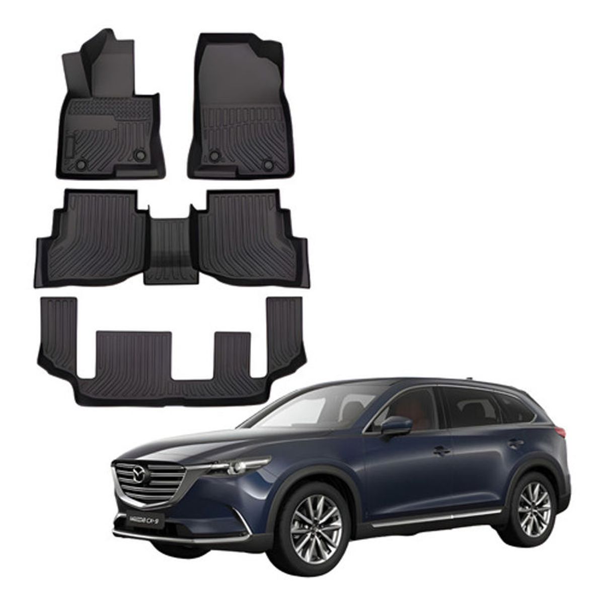 OEM - Pisos Calce Perfecto Mazda Cx9 201726 1°+2°+3° Fila Negro