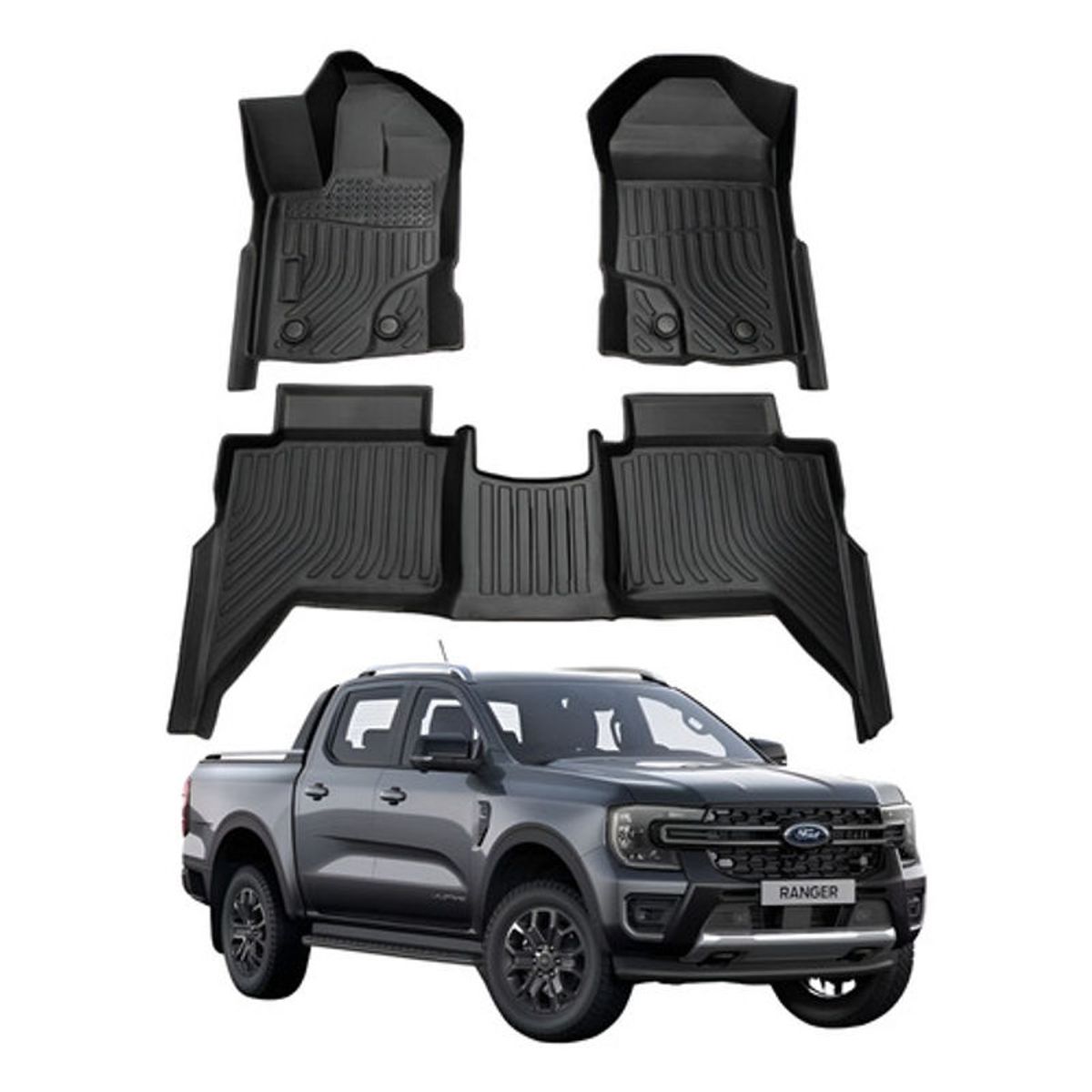 OEM - Kit Pisos Rígidos Calce Perfecto Ford New Ranger 2024-2026+ Negro