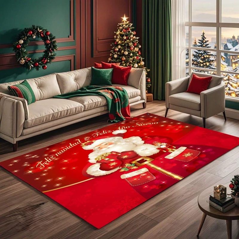 GENERICO - Alfombras Para Living con Diseños  Navideños Tridimensionales
