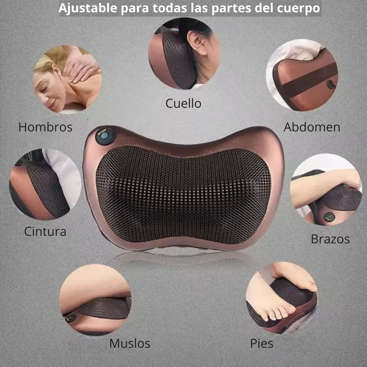 GENERICO - Almohada Masaje Eléctrico Lumbar Cuello y Espalda Auto y Casa