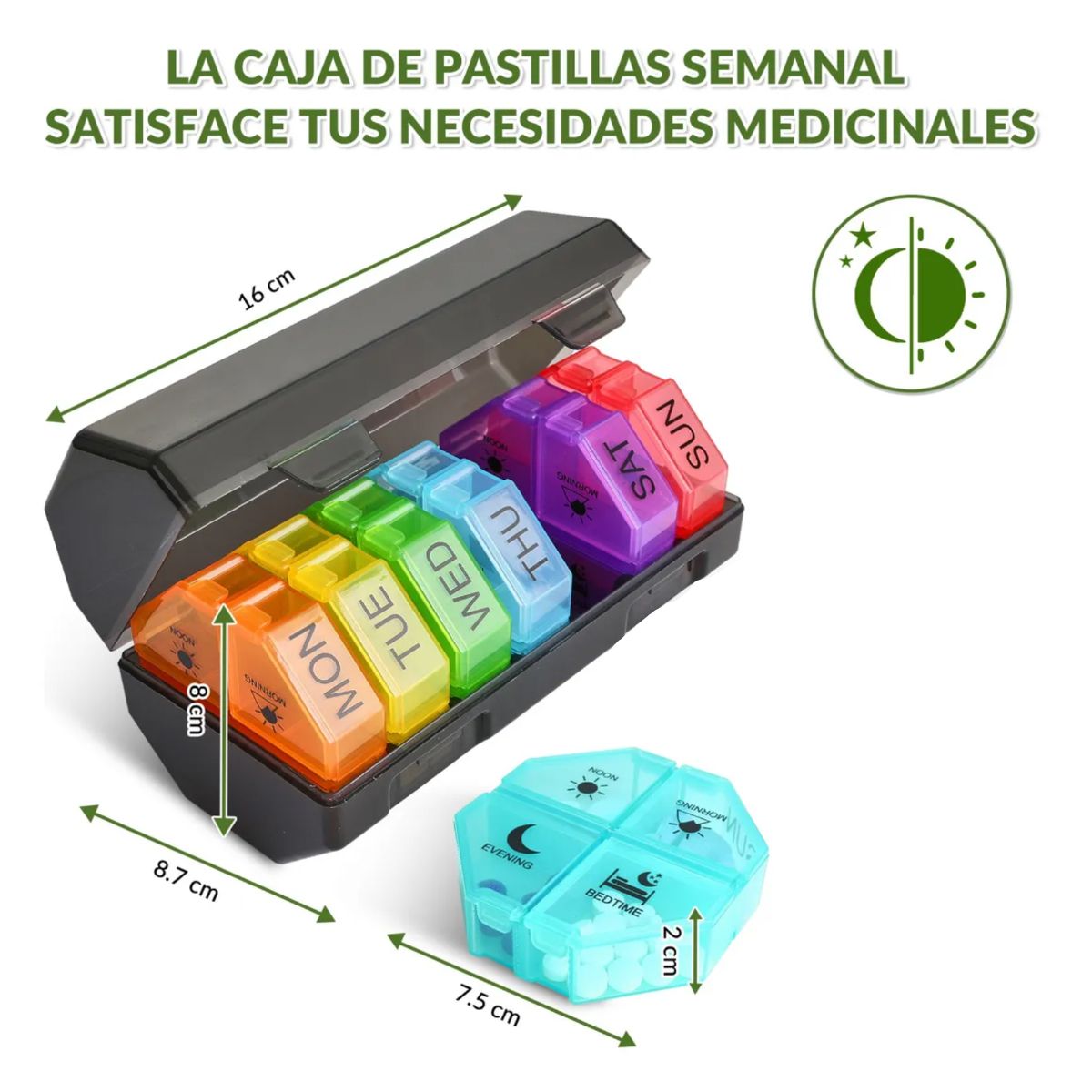 ATURE - Pastillero De 28 Compartimentos En Color Arco Iris