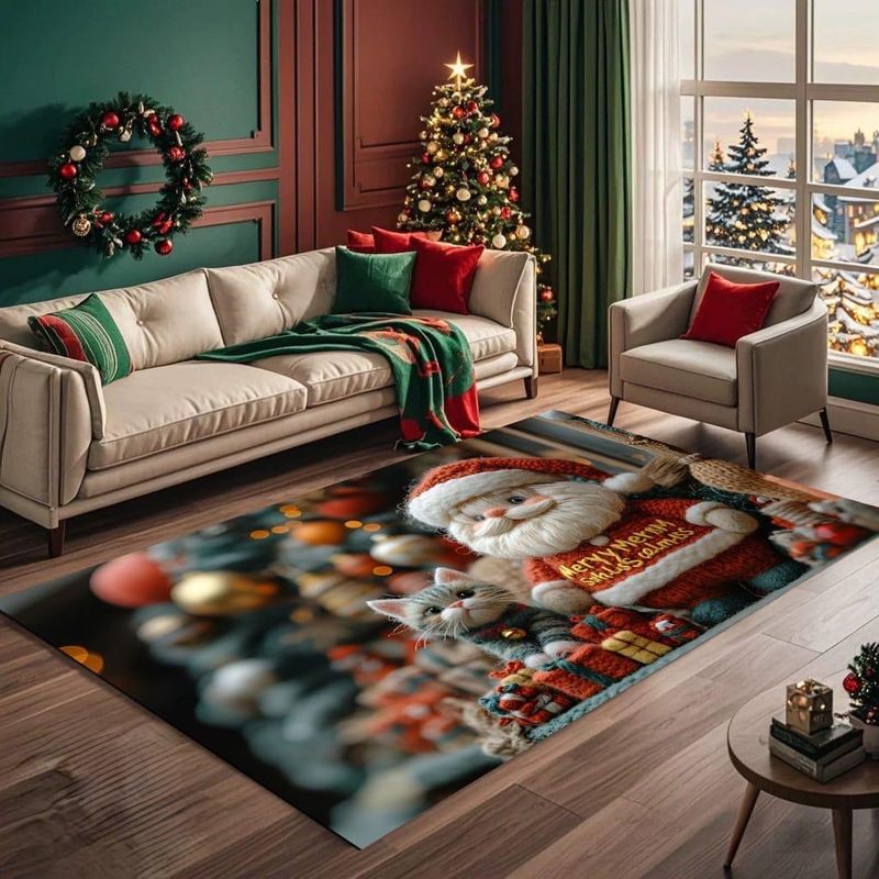 GENERICO - ALFOMBRA PARA LIVING CON DISEÑOS NAVIDEÑOS TRIDIMENCIONALES