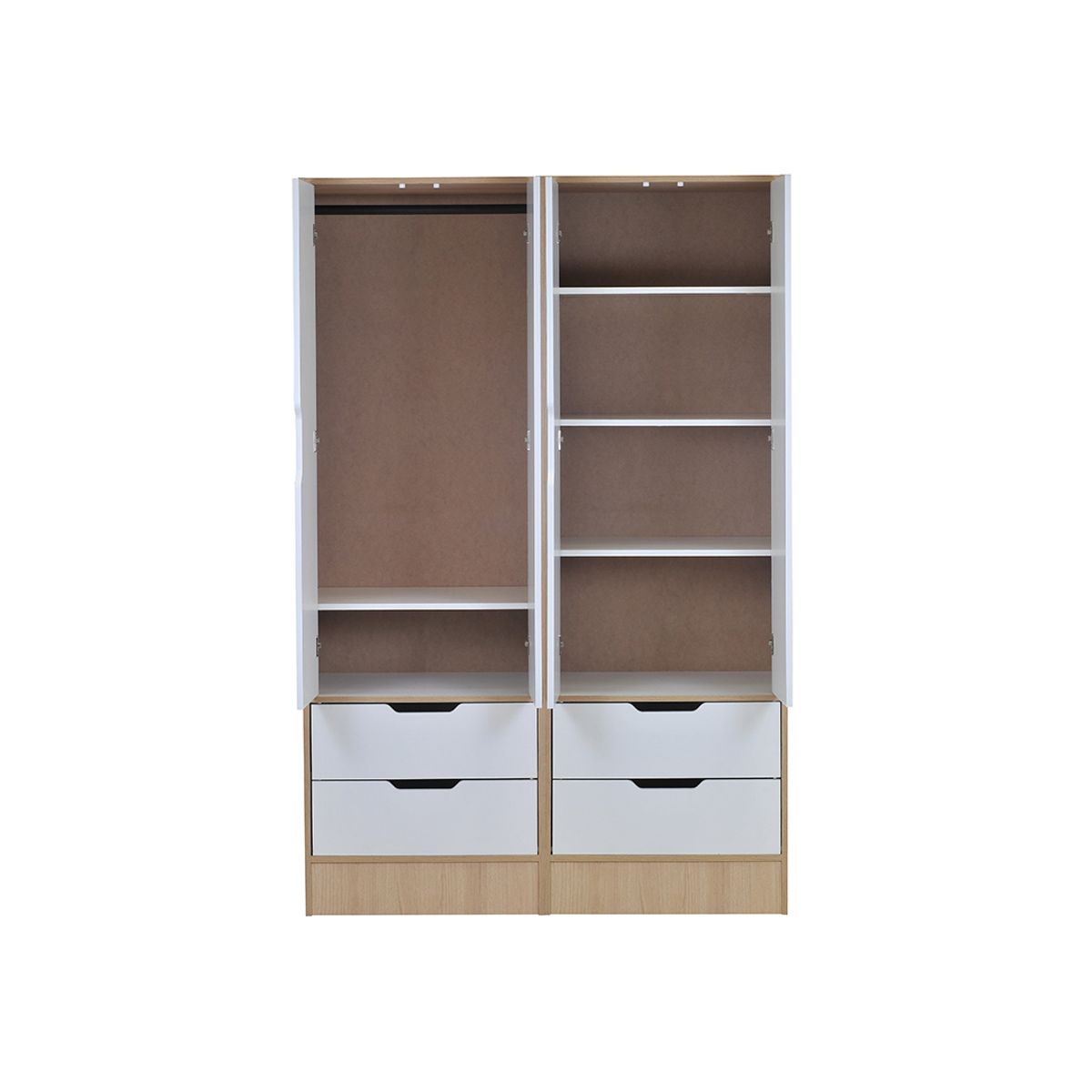 MOBIKIT - Closet 2 Puertas 2 Cajones Misuri Carvalo Blanco Mobikit