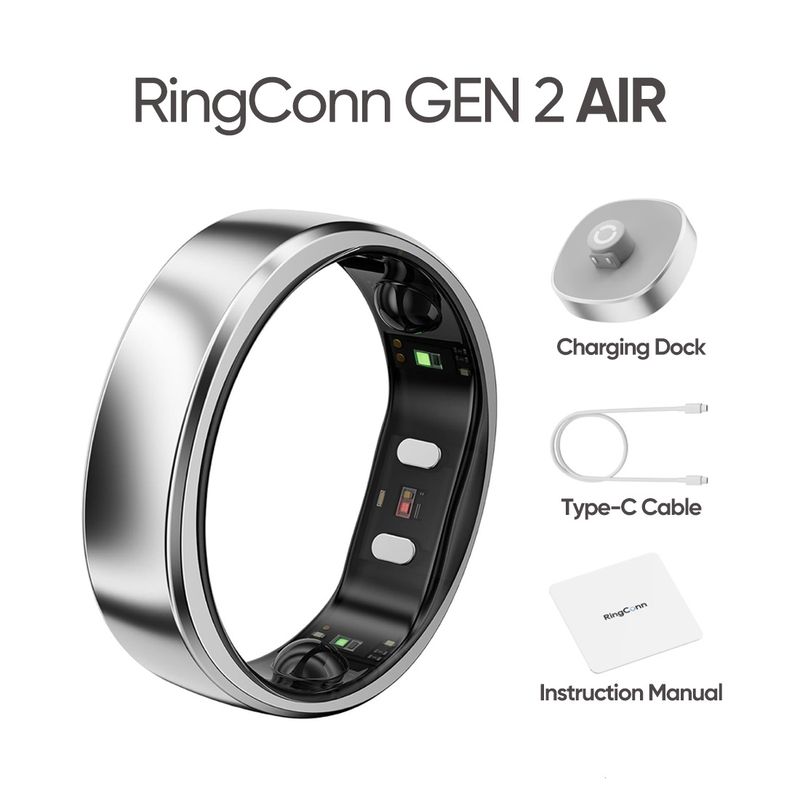 RINGCONN - Anillo inteligente RingConn Gen 2 Air Galaxy Silver, Tamaño 9