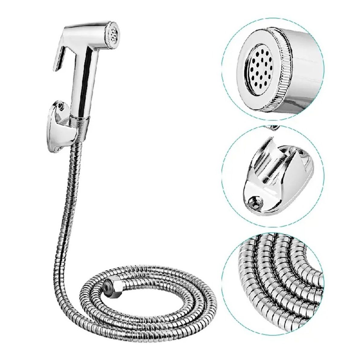 GENERICO - DUCHA BIDET ARABE SOPORTE + MANGUERA FLEXIBLE WC BAÑO