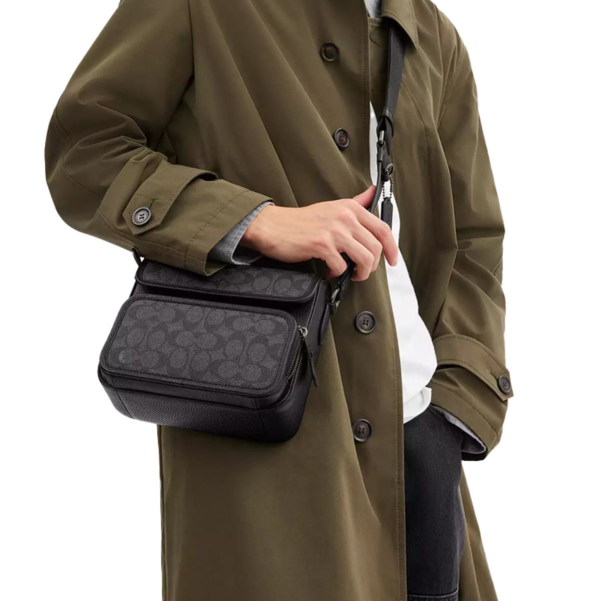 COACH - COACH Bolso bandolera de PVC y cuero para hombre