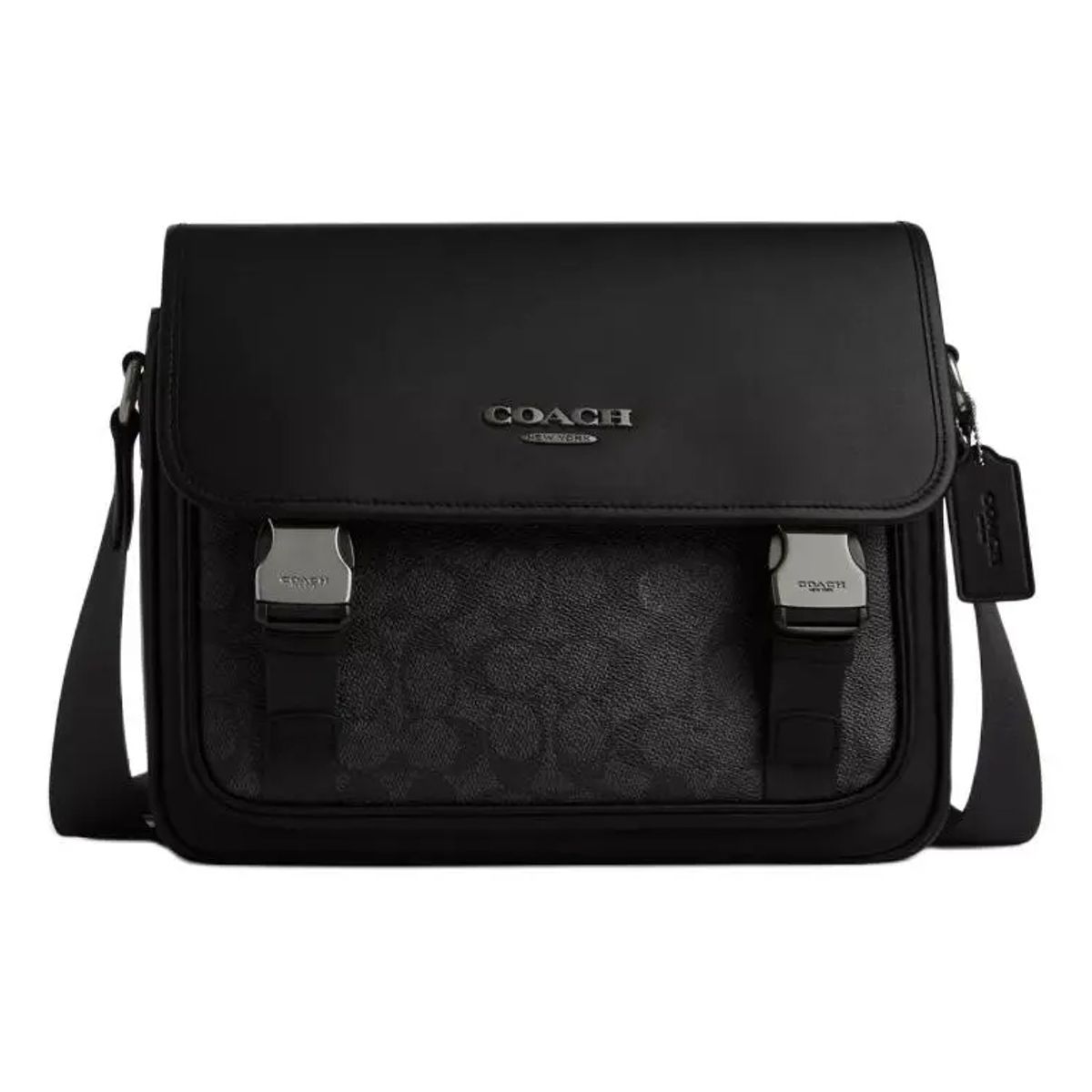 COACH - COACH Bolso de hombro cruzado para hombre de PVC con detalles de cuero