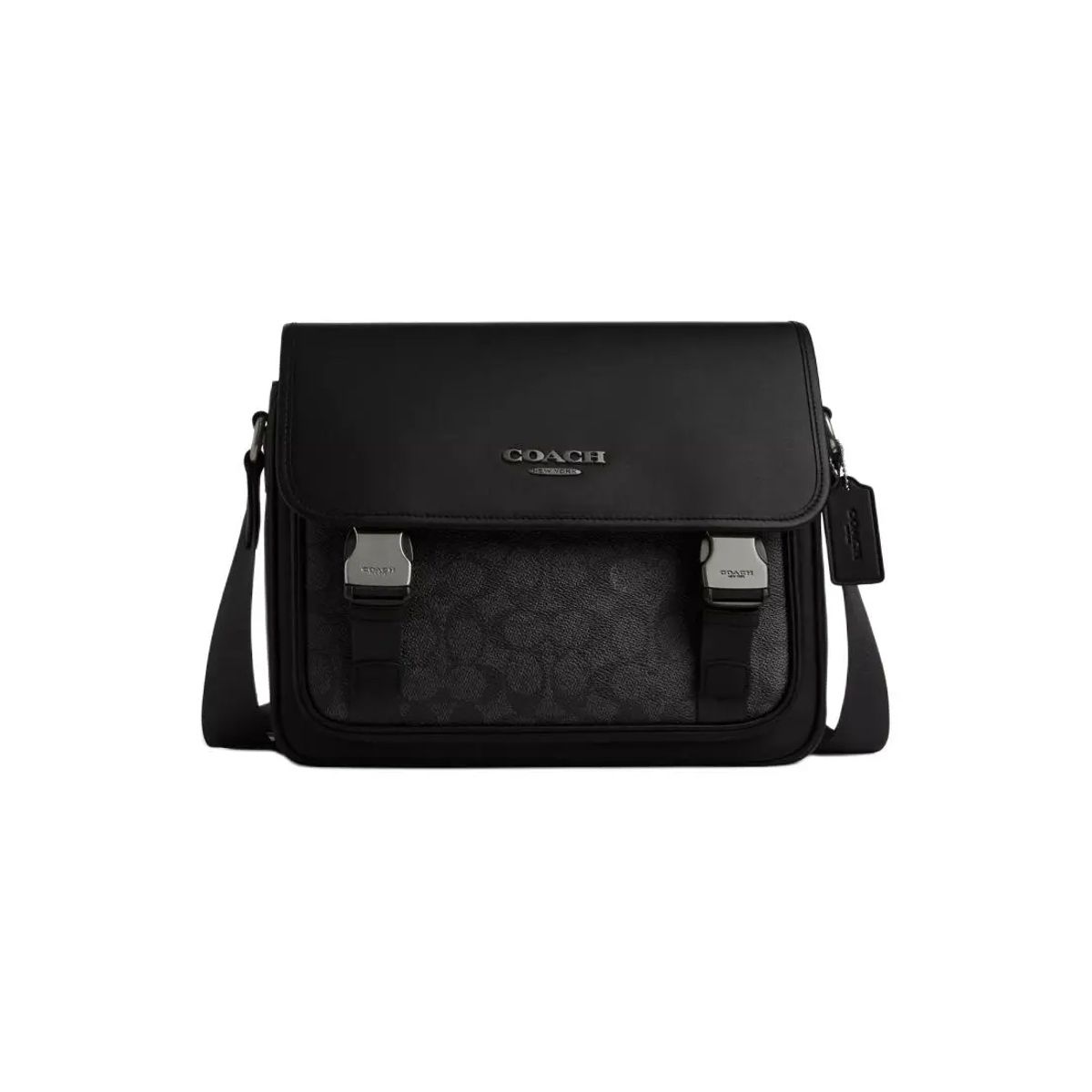 COACH - COACH Bolso de hombro cruzado para hombre de PVC con detalles de cuero