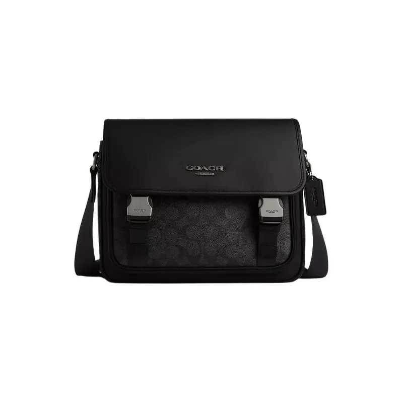 COACH - COACH Bolso de hombro cruzado para hombre de PVC con detalles de cuero