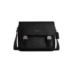 COACH - Bolso de hombro cruzado para hombre de PVC con detalles de cuero