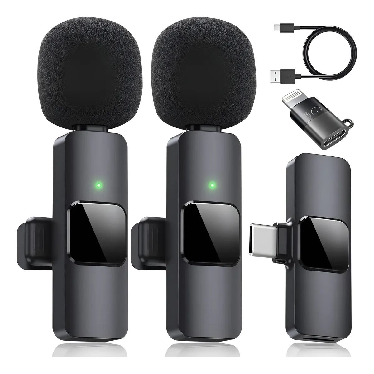 NO LOGO - 2 Micrófonos Lavalier Solapa Inalámbrico Compatible iPhone