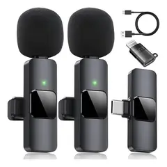 NO LOGO - 2 Micrófonos Lavalier Solapa Inalámbrico Compatible iPhone