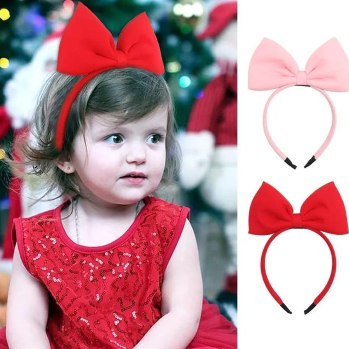 GENERICO - Cintillo Lazo Grande Diadema Lazo Niñas Rojo