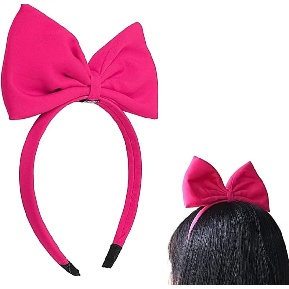 GENERICO - Cintillo Lazo Grande Diadema Lazo Niñas Fucsia