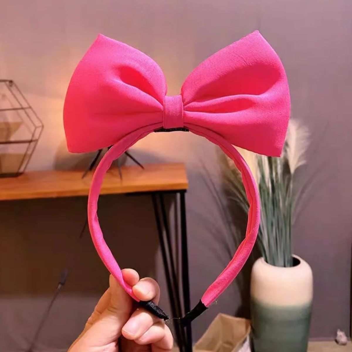 GENERICO - Cintillo Lazo Grande Diadema Lazo Niñas Fucsia