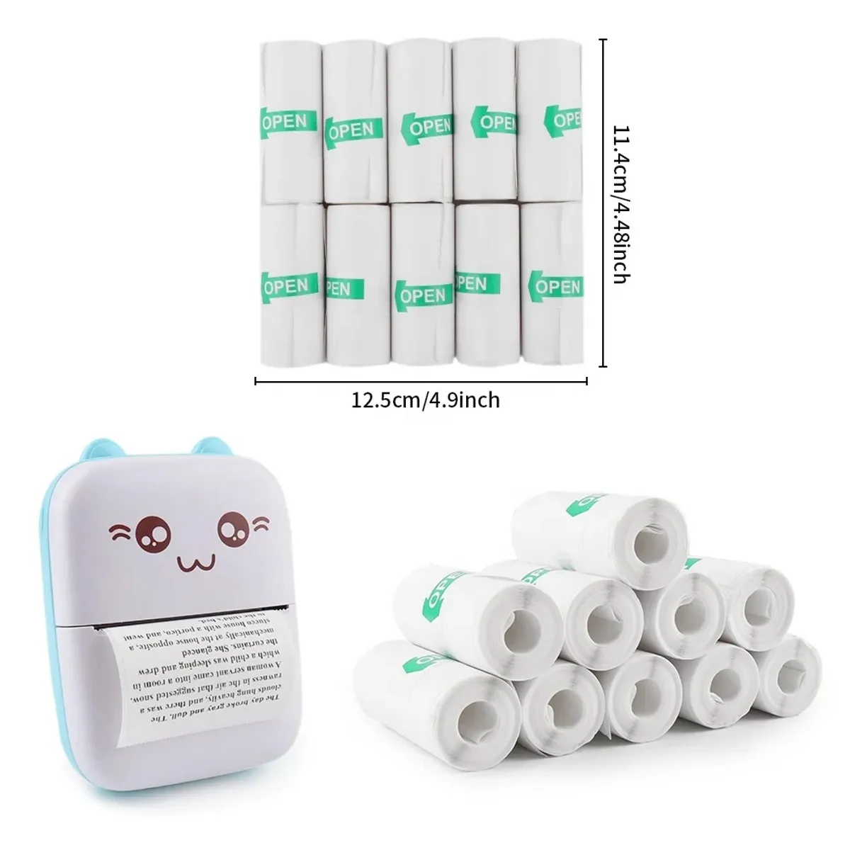 KINDA NICE - 20 Rollos Papel Adhesivo Térmico Para Mini Impresora 57mm