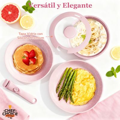 Imagen 2 del producto Batería Cocina 5 Pcs Granito Antiadherente Smart Mango Rosado Macaron