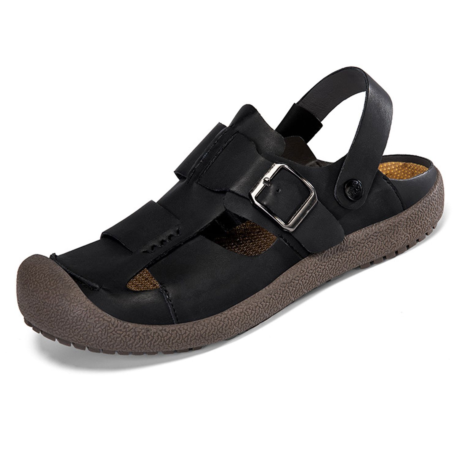 TIOZONEY Sandalias de playa para hombre-Negro