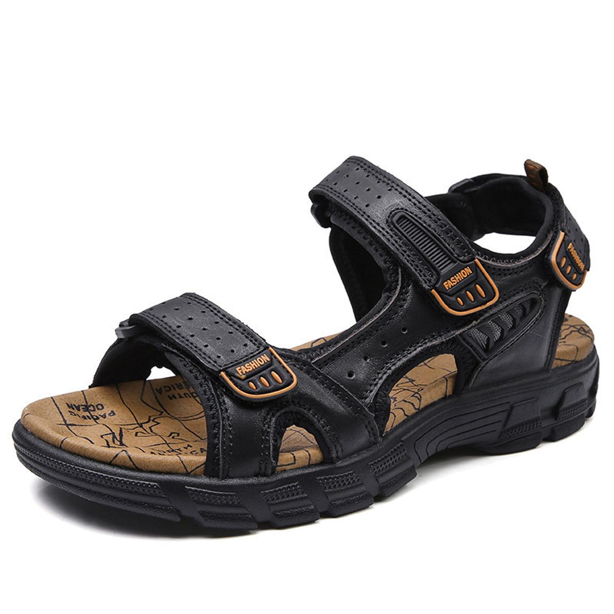 TIOZONEY - Sandalias abiertas para hombre-Negro