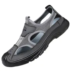 TIOZONEY - Sandalias caladas para hombre-Gris