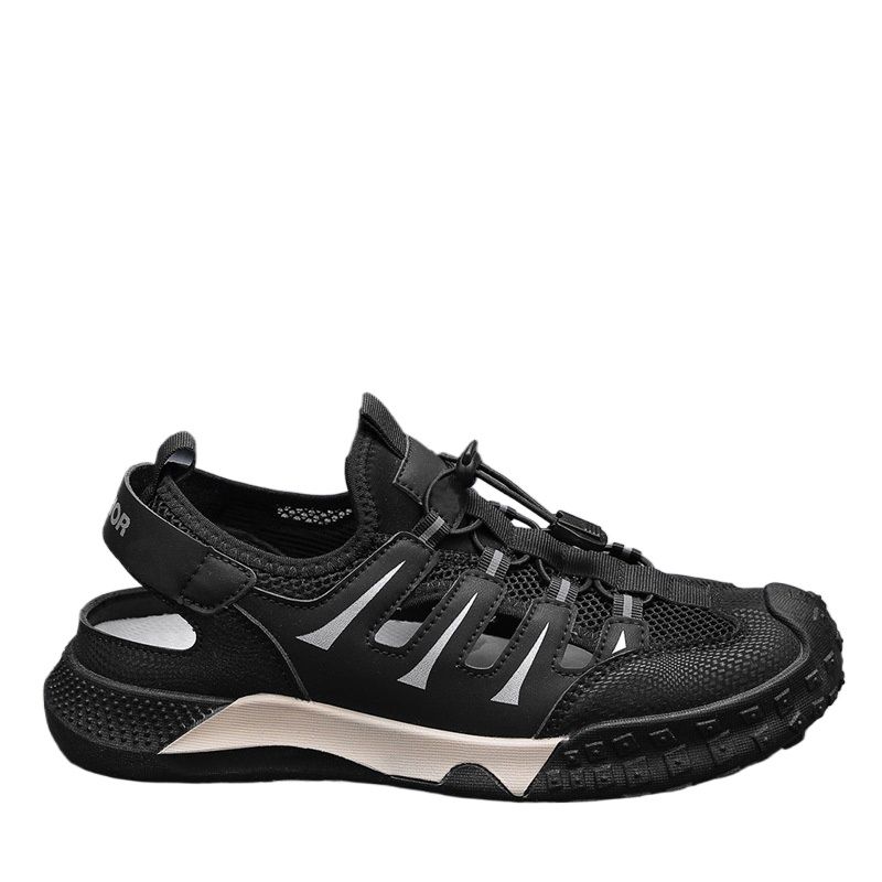 TIOZONEY - Sandalias caladas para hombre-Negro
