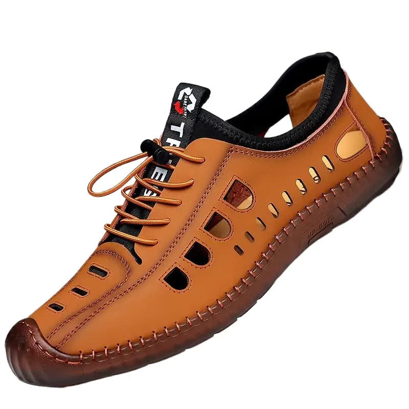 TIOZONEY - Sandalias abiertas para hombre-Amarillo