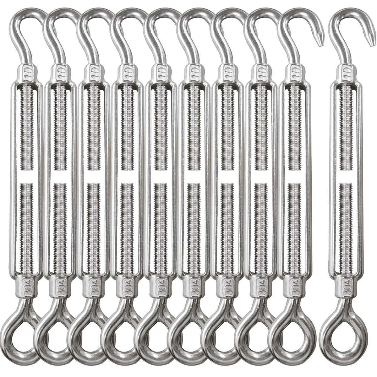 KUANGYE - 12 Pcs Gancho De Tensor De Alambre M10 Galvanizado Piola Acero