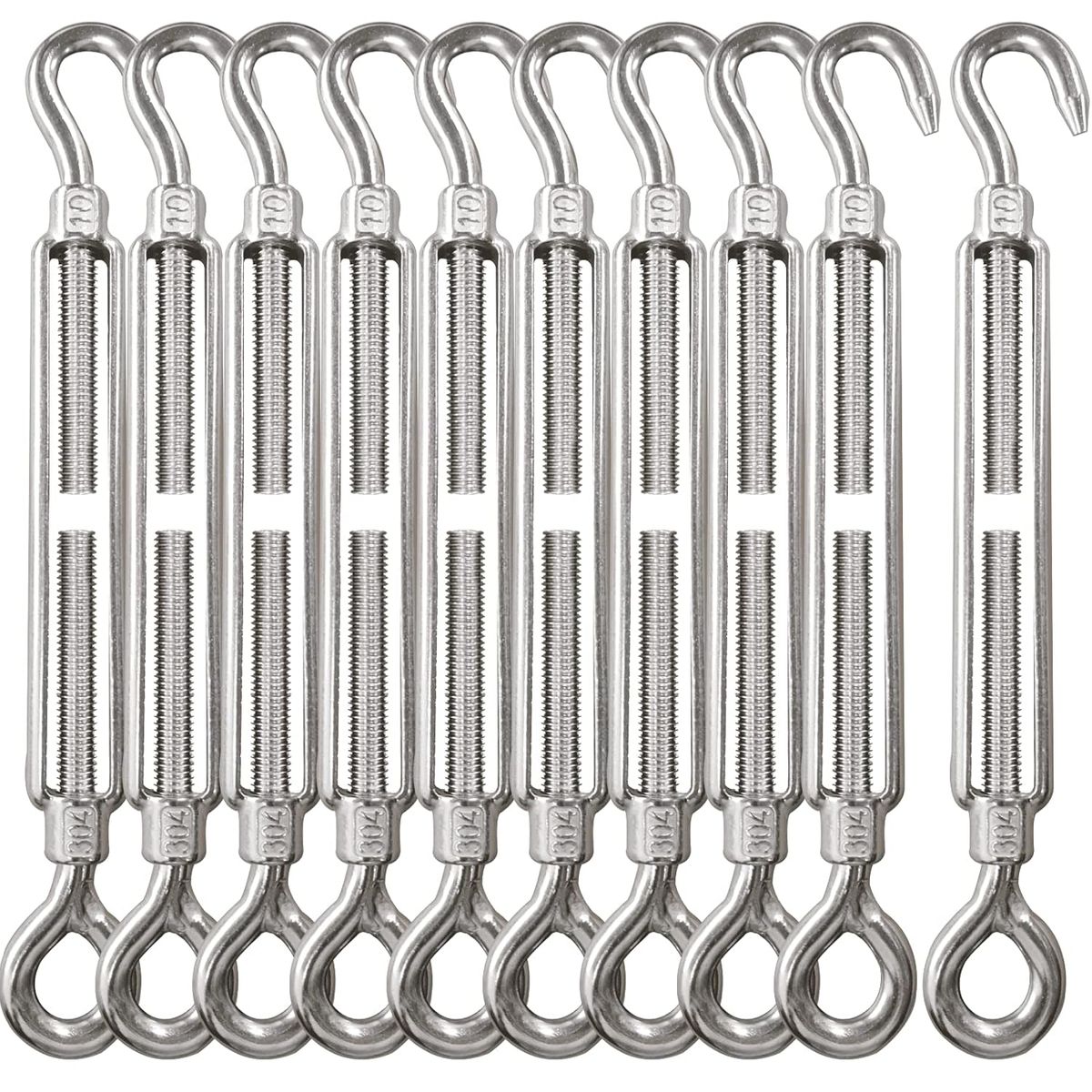 KUANGYE - 12 Pcs Gancho De Tensor De Alambre M10 Galvanizado Piola Acero