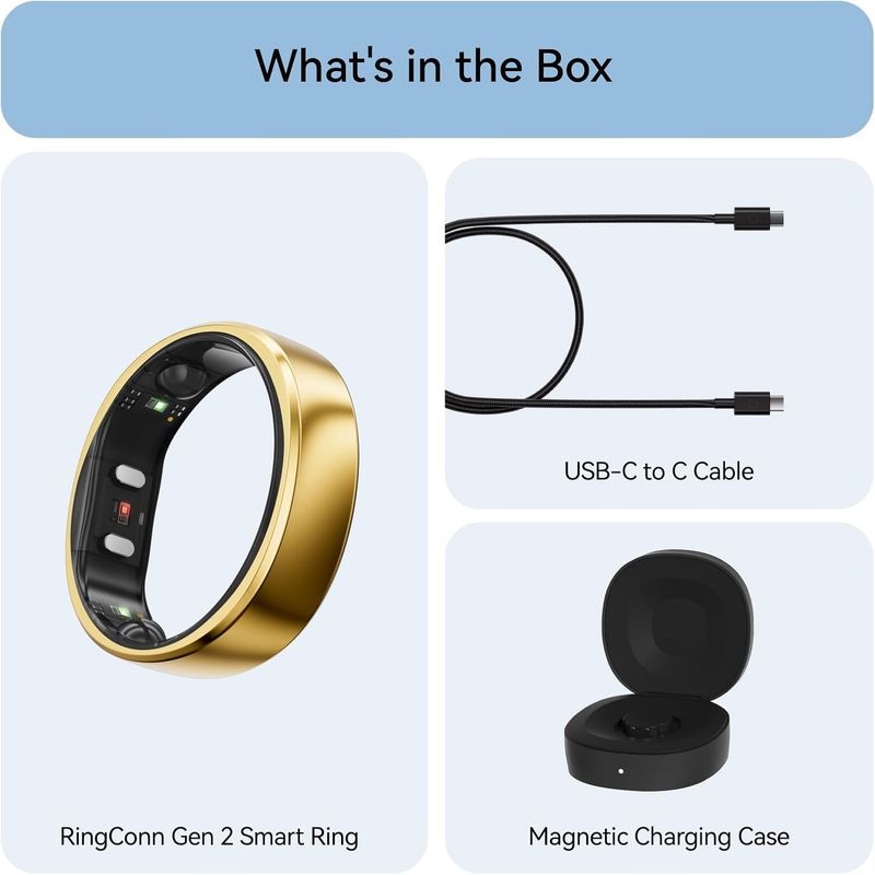 GENERICO - Anillo inteligente RingConn Gen 2 Royal Gold, Tamaño: 10