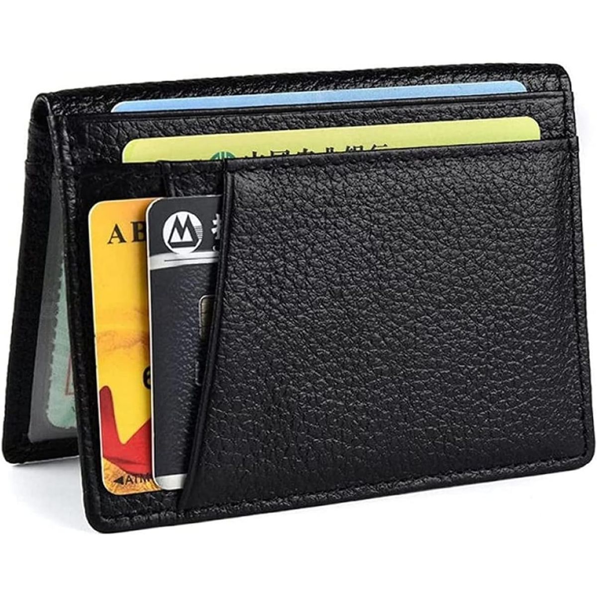 KUANGYE - Cartera Slim Tarjetero Porta Licencia Antirrobo Rfid Color Negro